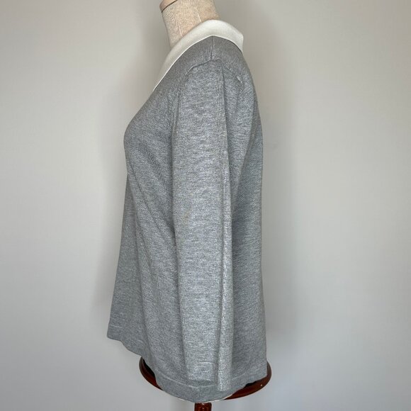 Karl Lagerfeld Women's Gray Sweater with White Shirt Collar Size Large - Picture 4 of 7
